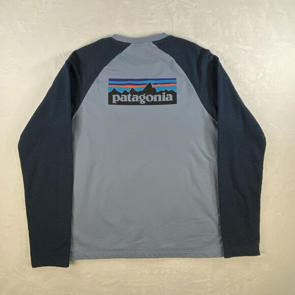 Patagonia Sweater Men Medium Blue P-6 Logo Lightweight Crewneck Sweatshirt - Picture 6 of 7